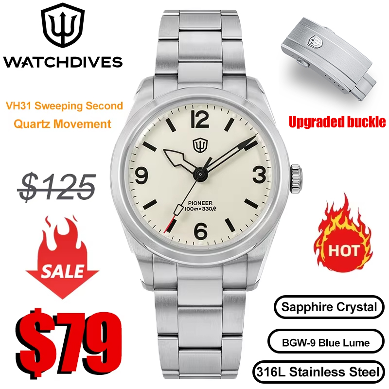 Vintage Fashion Watches - Watchdives WD1960S V2 시계 VH31 스윕