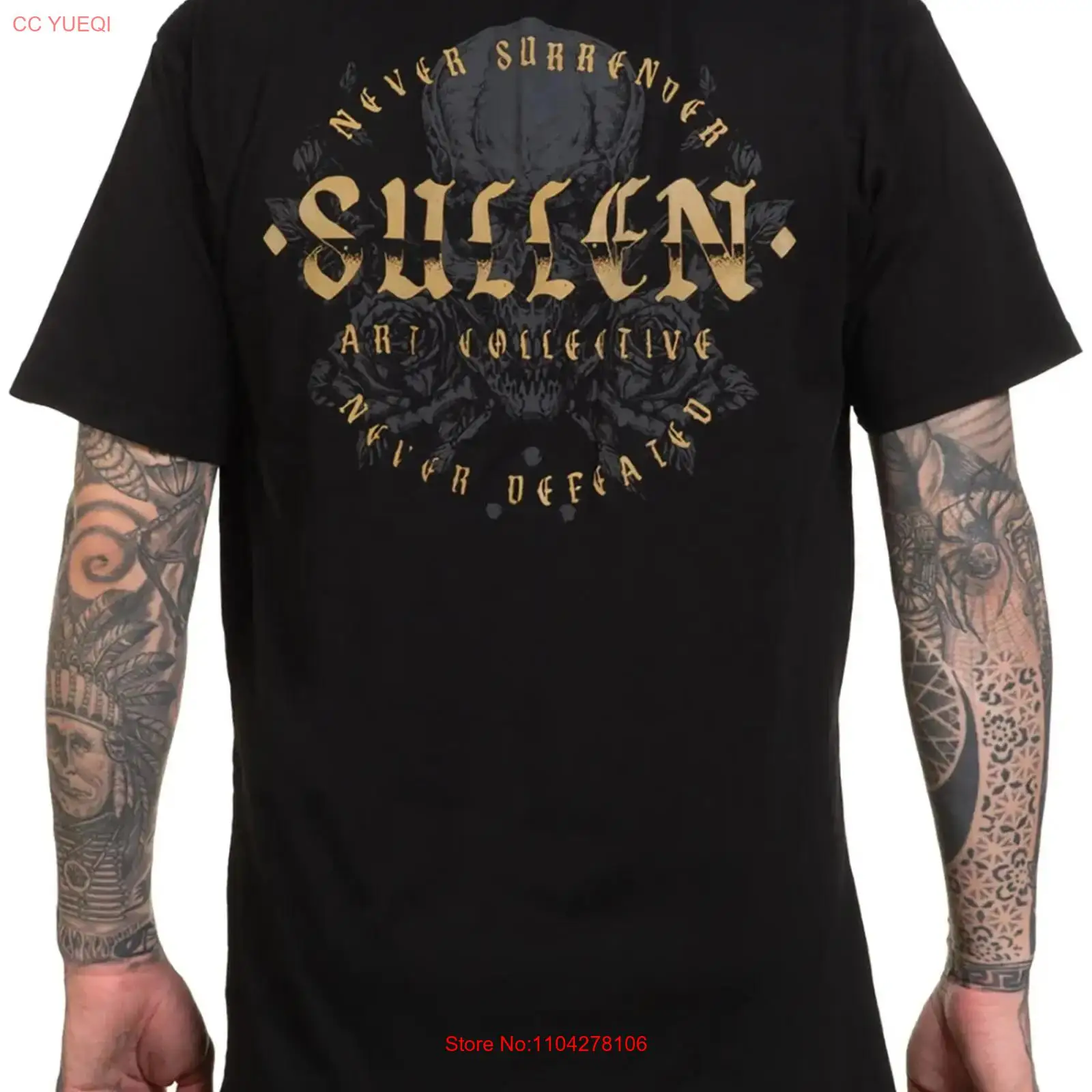 Vintage Fashion Art - Sullen Men's Never Defeated 프리미엄 티셔츠