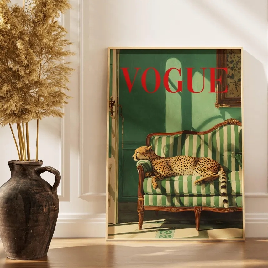 Vintage Vogue Fashion Poster - 빈티지 동물 벽 예술 패션 잡지