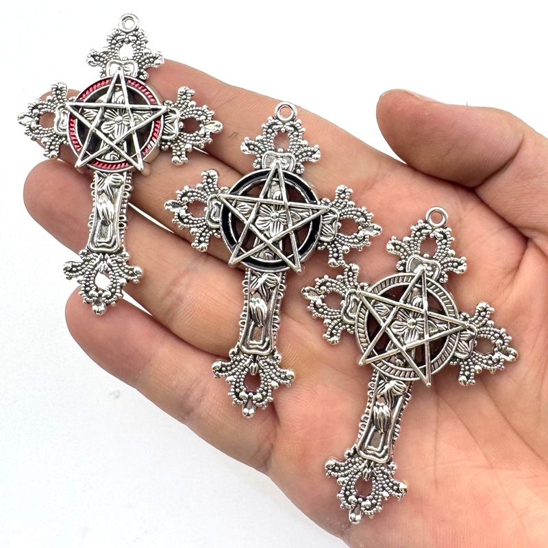 Vintage Fashion Words - 2pcs 30x15mm 고딕 빅 크로스 스타