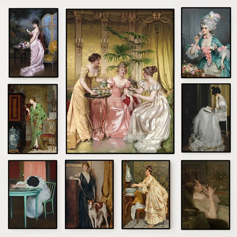 Vintage Fashion Art - 르네상스 여성 초상화 포스터 빈티지 빅토리아풍