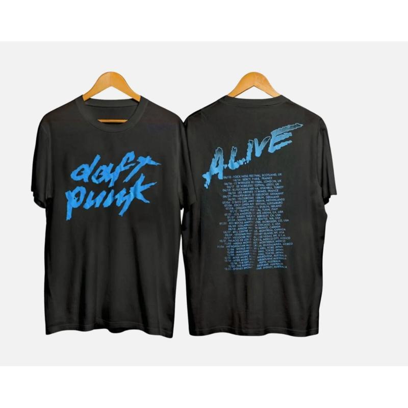 Vintage Flannel Shirt - 희귀한 빈티지 2007년 Daft Punk Alive