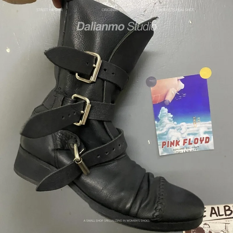 패션 남성용 천연 가죽 모터사이클 부츠 버클 스트랩 미 - Vintage Fashion Mens 리뷰 및 가격