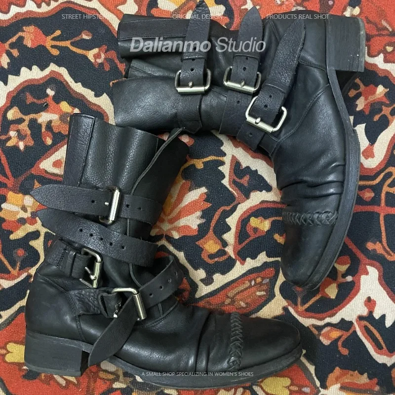 패션 남성용 천연 가죽 모터사이클 부츠 버클 스트랩 미 - Vintage Fashion Mens 리뷰 및 가격
