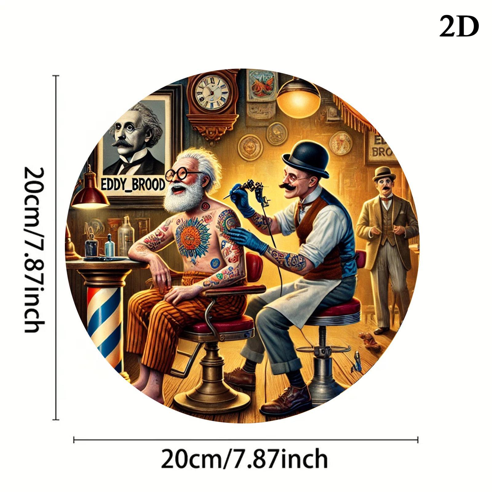 빈티지 타투 이발소 일러스트레이션 2D 원형 금속 틴  - Vintage Fashion Illustration 리뷰 및 가격