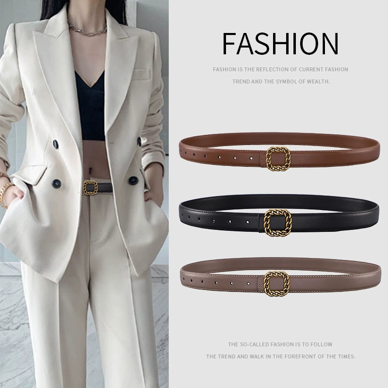 여성용 빈티지 스퀘어 버클 가죽 벨트; 여성용 다용도  - Vintage Fashion Looks 리뷰 및 가격