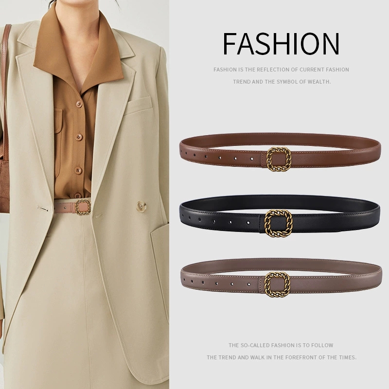 여성용 빈티지 스퀘어 버클 가죽 벨트; 여성용 다용도  - Vintage Fashion Looks 리뷰 및 가격