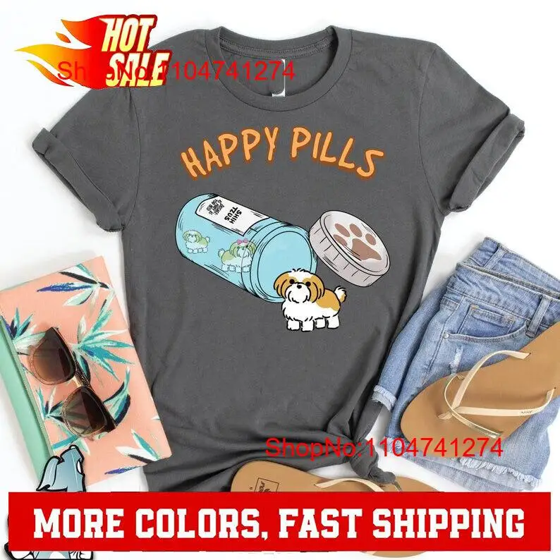 Shih Tzu Happy Pills T 셔츠 Dog  - Vintage Flannel Shirt 리뷰 및 가격