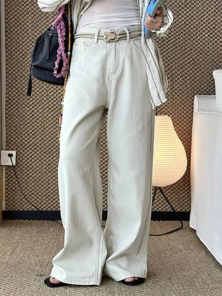 허리 그레이 데님 하이 빈티지 롱 캐주얼 와이드 레그  - Vintage Fashion Build 리뷰 및 가격