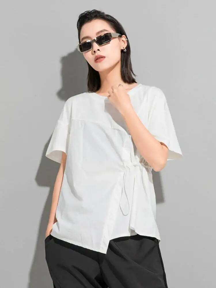 허리 여성 블랙 드로스트링 빅 사이즈 캐주얼 티셔츠 새 - Vintage Fashion Build 리뷰 및 가격