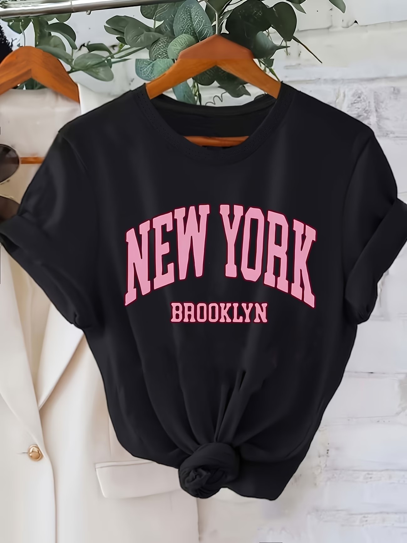 패션 티셔츠 뉴욕 브루클린 레터링 프린트 반팔 셔츠 의 - Vintage Fashion New York 리뷰 및 가격